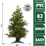 Fraser Hill Farm -  2-Ft. Newberry Pine Artificial Tree with Battery-Operated LED String Lights