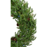 Fraser Hill Farm -  48-In. Norway Pine Artificial Holiday Wreath with Multi-Colored Battery-Operated LED String Lights