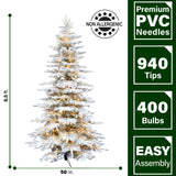 Fraser Hill Farm -  6.5-Ft. Flocked Pine Valley Christmas Tree with Smart String Lighting