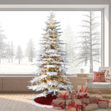 Fraser Hill Farm -  9-Ft. Flocked Pine Valley Christmas Tree with Warm White LED String Lighting