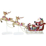 Fraser Hill Farm -  Indoor/Outdoor Oversized Christmas Decor with Long-Lasting LED Lights, Santa Sleigh and Flying Reindeer 3-Piece Set