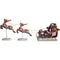 Fraser Hill Farm -  Oversized Christmas Decor with Long-Lasting LED Lights, African American Santa Sleigh and Flying Reindeer 3-Piece Set