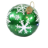 Fraser Hill Farm -  Indoor/Outdoor Oversized Christmas Decor w/ Long-Lasting LED Lights, 18-In. Jeweled Ball Ornament w/Snowflake Design in Green
