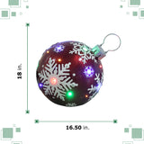 Fraser Hill Farm -  Indoor/Outdoor Oversized Christmas Decor w/ Long-Lasting LED Lights, 18-In. Jeweled Ball Ornament w/Snowflake Design in Red