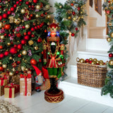 Fraser Hill Farm -  22-Inch Indoor/Outdoor Musical Christmas African American Nutcracker with Bright, Multi-Color LED Lights and Metallic Finish