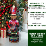 Fraser Hill Farm -  3-Ft. African American Christmas Toy Soldier Statue with Multi-Color LED Lights