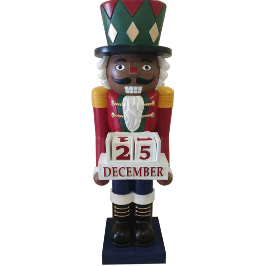 Fraser Hill Farm - 60-inch Fiberglass African American Nutcracker Figurine with Music and Countdown