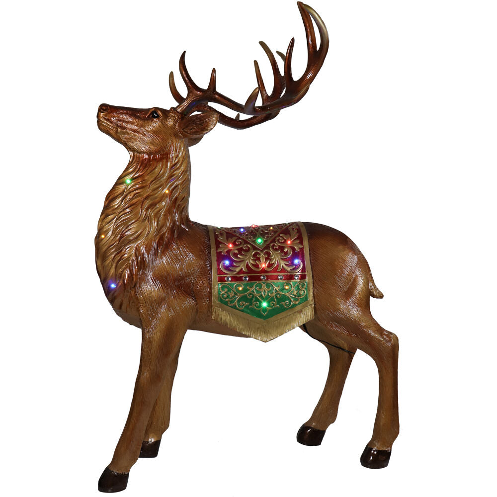 Fraser Hill Farm -  Indoor/Outdoor Oversized Christmas Decor with Long-Lasting LED Lights, 5-Ft. Tall Standing Reindeer with Metallic Finish