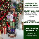 Fraser Hill Farm -  6-Ft. African American Christmas Nutcracker Playing Bass Drum w/ Moving Hands, Music, Timer, and 32 LED Lights