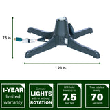 Fraser Hill Farm -  26-In. 360-Degree Rotating Tree Stand for Up to 7.5' Artificial Christmas Trees