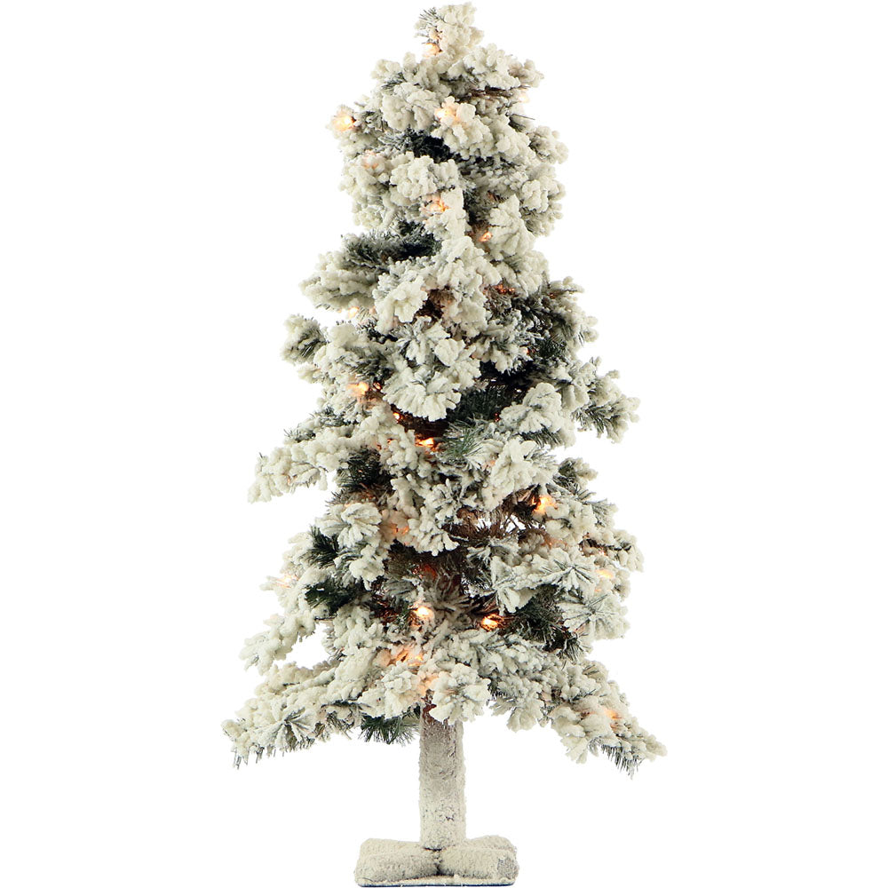 Fraser Hill Farm -  2-Ft. Snowy Alpine Tree with Clear Lights