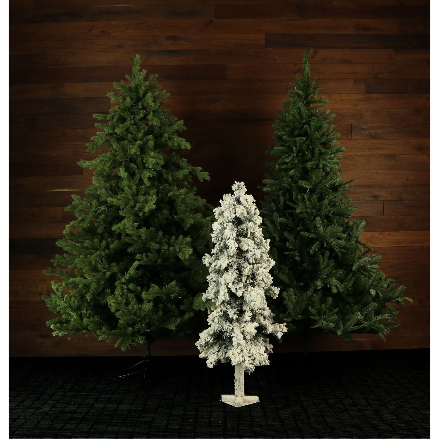 Fraser Hill Farm -  Set of Two 3-Ft. Snowy Alpine Trees with Clear Lights