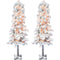 Fraser Hill Farm -  5.0-Ft Snowy Alpine Snow Flocked Christmas Tree with Lifelike Trunk Base and Clear Lights, Set of 2