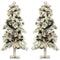 Fraser Hill Farm -  6.0-Ft Snowy Alpine Snow Flocked Christmas Tree with Lifelike Trunk Base and Clear Lights, Set of 2