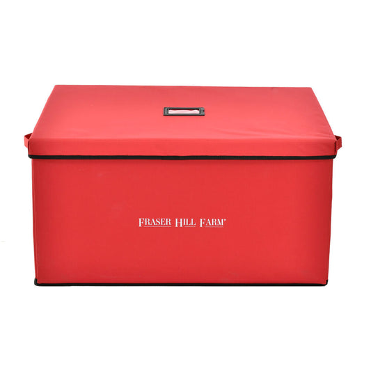 Fraser Hill Farm -  Christmas Ornament Storage Box with 3 Drawers and Removable Dividers, Red