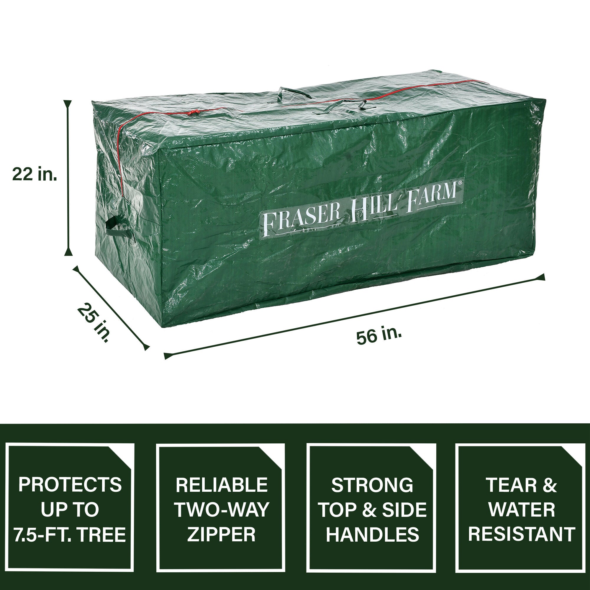 Fraser Hill Farm -  Heavy-Duty Storage Bag for Christmas Trees Up To 7.5 Feet, Green