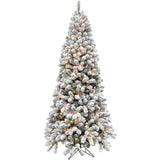 Fraser Hill Farm -  7.5-Ft. Flocked Silverton Fir Christmas Tree with Warm White LED String Lighting