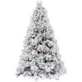 Fraser Hill Farm -  9 Ft. Sugar Hill Snowy Christmas Tree with Pinecones and Multi-Color LED Lighting
