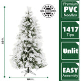 Fraser Hill Farm -  10-Ft. Flocked Snowy Pine Christmas Tree