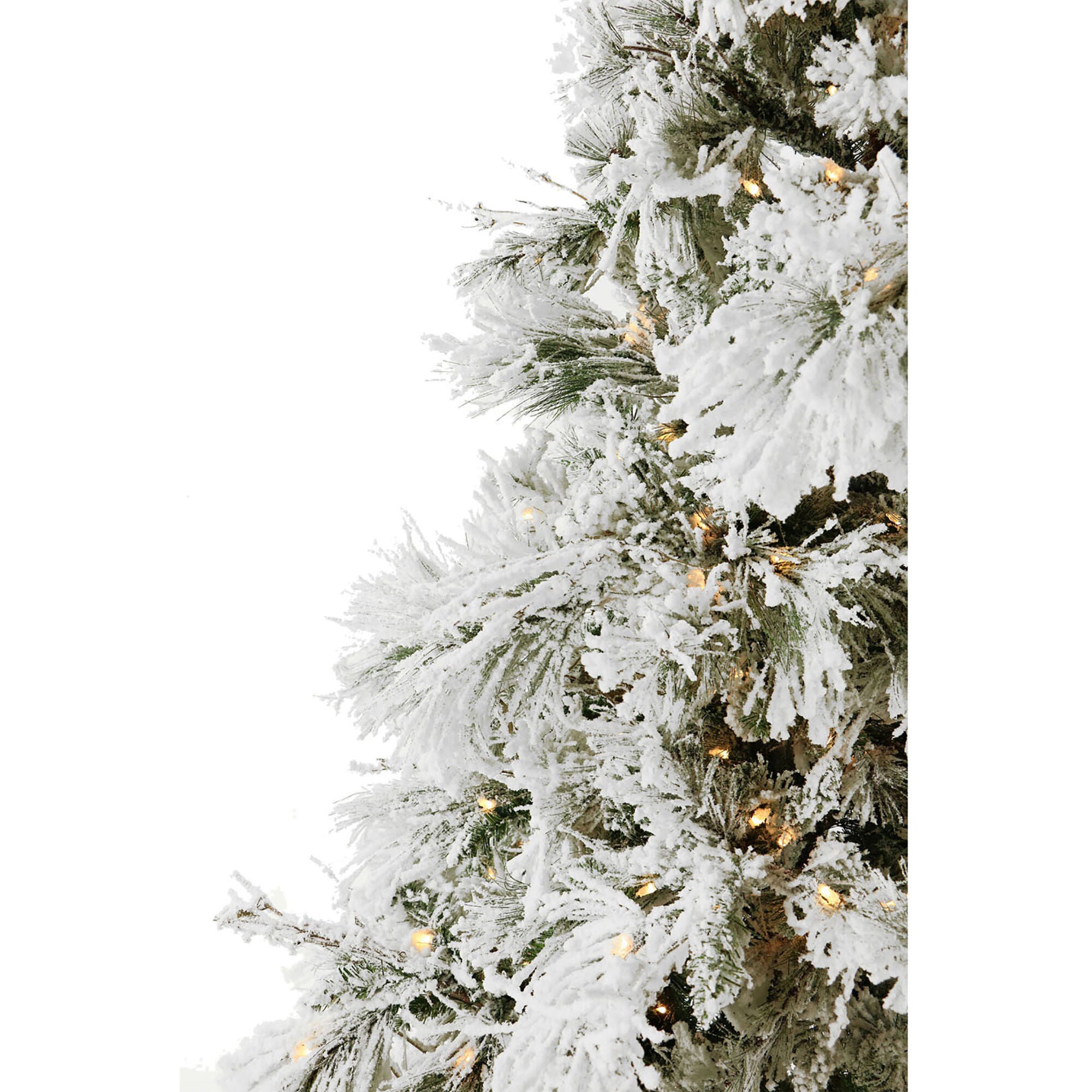 Fraser Hill Farm -  10-Ft. Snowy Pine Flocked Christmas Tree with Warm White LED Lighting and EZ Connect