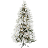 Fraser Hill Farm -  5-Ft.Snowy Pine Flocked Slim Christmas Tree with Warm White LED Lights