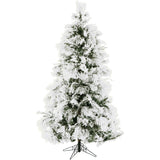 Fraser Hill Farm -  6.5-Ft. Flocked Snowy Pine Christmas Tree with Multi-Color LED String Lighting