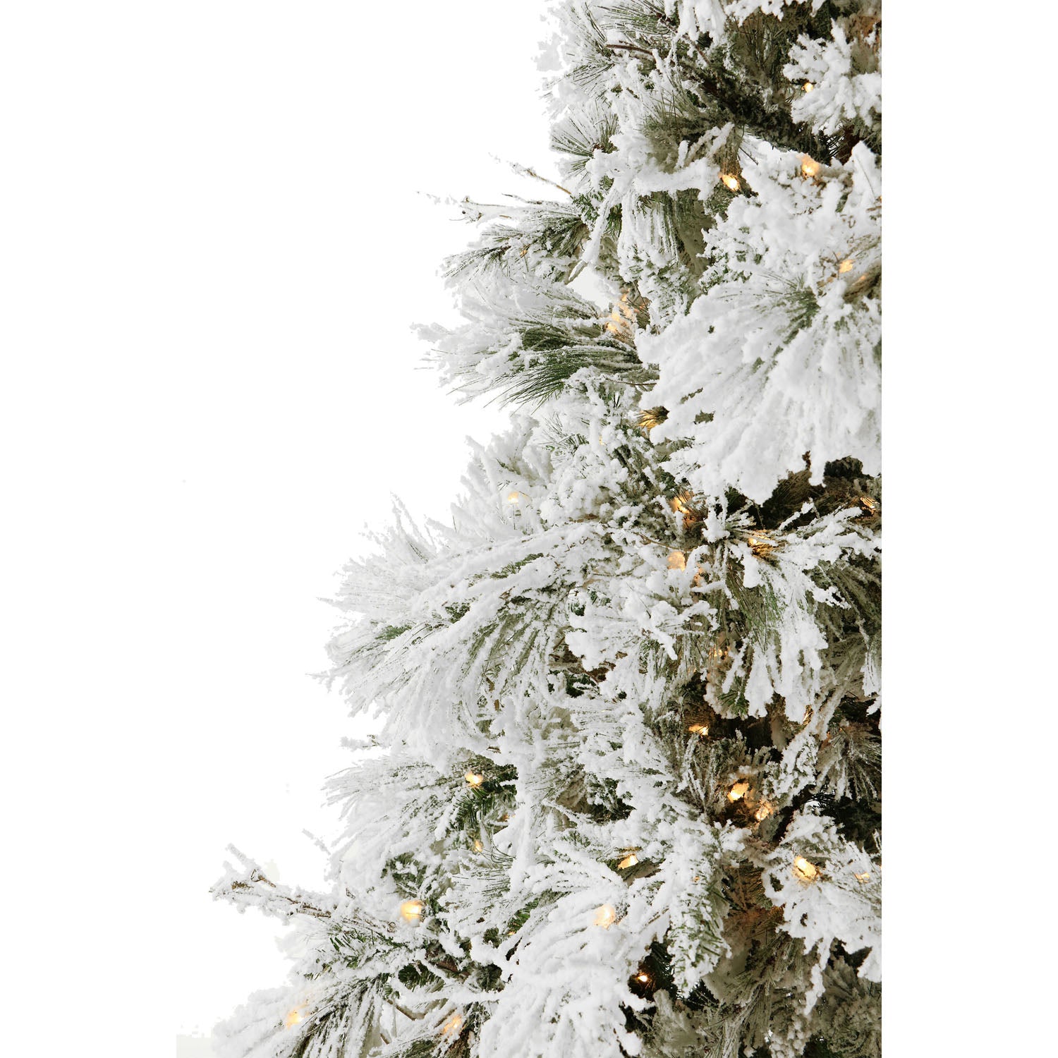 Fraser Hill Farm -  7.5-Ft. Flocked Snowy Pine Christmas Tree with Smart String Lighting