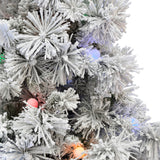 Fraser Hill Farm -  7.5-Ft. Flocked Snowy Pine Christmas Tree with Colorful G40 LED Light Bulbs