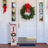 Fraser Hill Farm -  45-In. JOY Wreath and Reindeer Porch Leaner Sign with Battery-Operated LED Lights, Festive Christmas Decoration