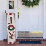 Fraser Hill Farm -  45-In. JOY Wreath and Reindeer Porch Leaner Sign with Battery-Operated LED Lights, Festive Christmas Decoration