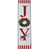 Fraser Hill Farm -  45-In. JOY Wreath and Reindeer Porch Leaner Sign with Battery-Operated LED Lights, Festive Christmas Decoration