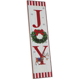 Fraser Hill Farm -  45-In. JOY Wreath and Reindeer Porch Leaner Sign with Battery-Operated LED Lights, Festive Christmas Decoration