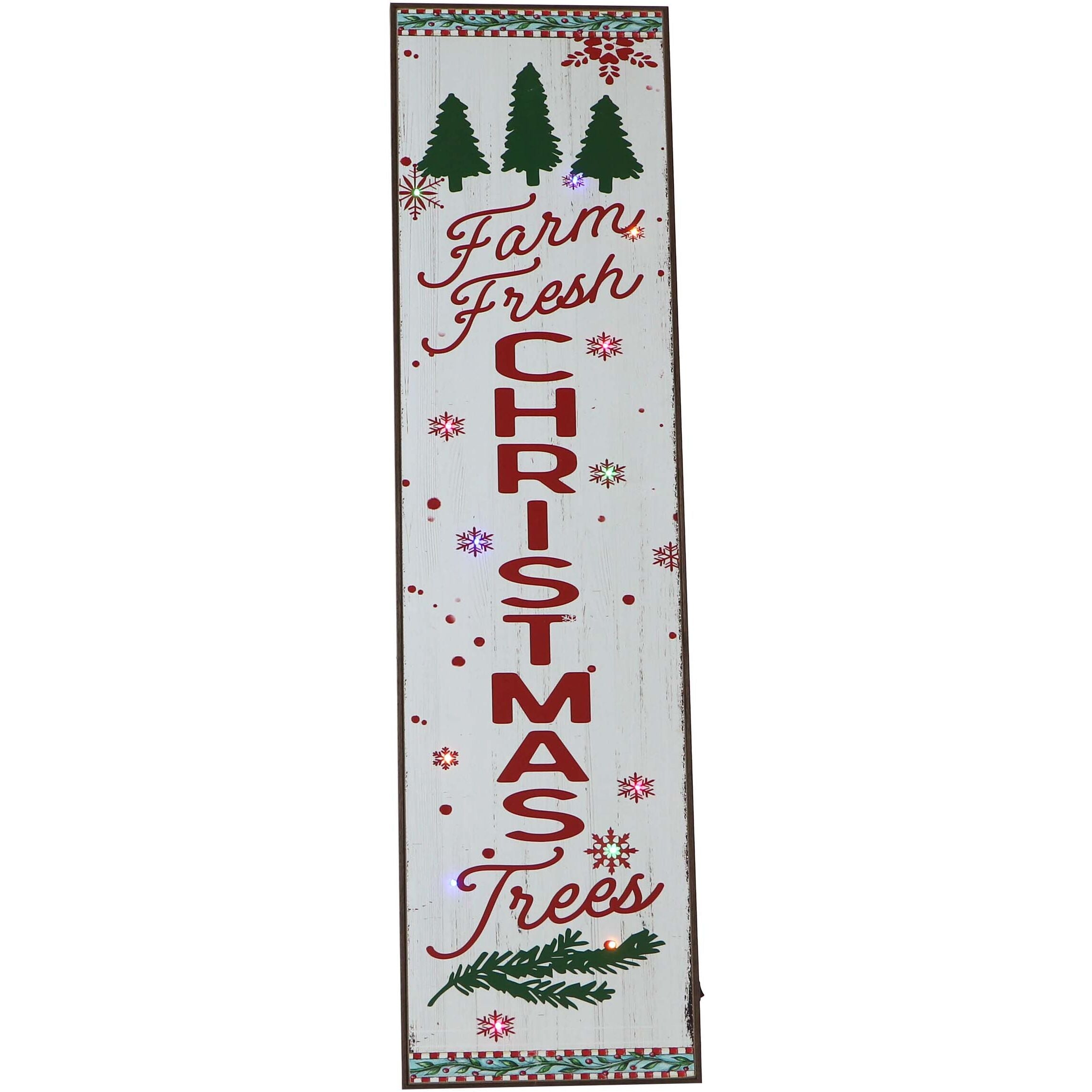 Fraser Hill Farm -  45-In. FARM FRESH CHRISTMAS TREES Porch Leaner Sign with Battery-Operated LED Lights, Festive Christmas Decoration