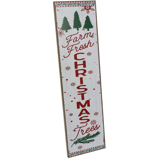 Fraser Hill Farm -  45-In. FARM FRESH CHRISTMAS TREES Porch Leaner Sign with Battery-Operated LED Lights, Festive Christmas Decoration