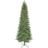 Fraser Hill Farm -  7.5-Ft. Winter Falls Slim-Silhouette Christmas Tree with 8-Function Multi-Color LED Lighting, Music, and EZ Connect