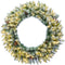 Fraser Hill Farm -  36-inch Frosted Pine Wreath Door Hanging with Pinecones with Warm White LED Lightning