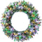 Fraser Hill Farm -  36-inch Frosted Pine Wreath Door Hanging with Pinecones with Multi-Color LED Lightning