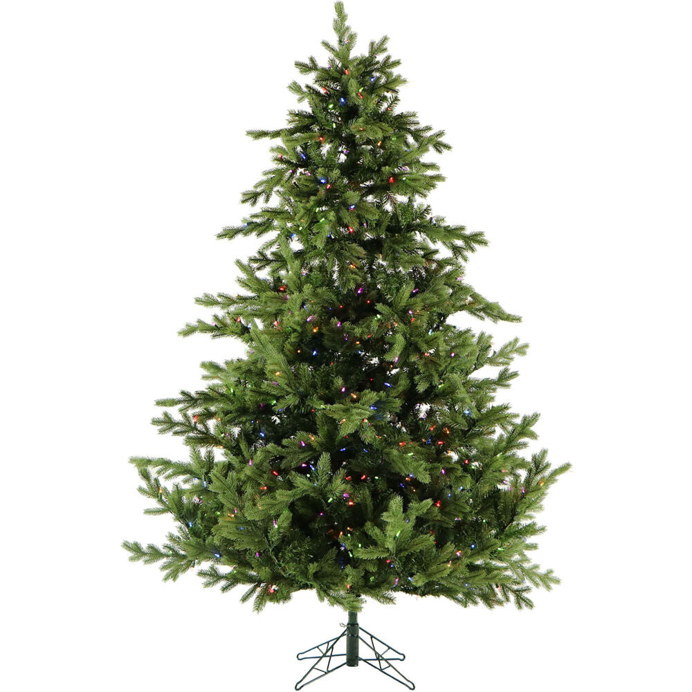 Fraser Hill Farm -  7.5-Ft. Woodside Pine Christmas Tree with Multi-Color LED Lighting, EZ Connect, and Remote Control