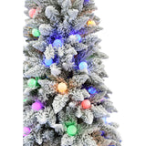 Fraser Hill Farm -  7.5-Ft. Slim White Tail Pine Snow-Flocked Christmas Tree with Colorful G40 Bulbs