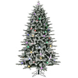 Fraser Hill Farm -  7.5-Ft. Full White Tail Pine Snow-Flocked Christmas Tree with Colorful G40 Bulbs