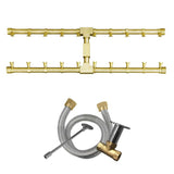 Firegear - Pro Series Brass H-Shaped Gas Fire Pit Burner Kit - FG-PSBR-T34-LPK