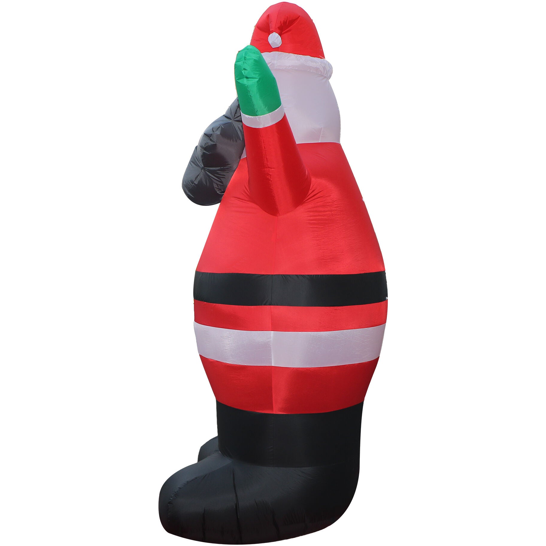 Fraser Hill Farm - 10-Ft. Tall Prelit African American Santa Holding Candy Cane Inflatable