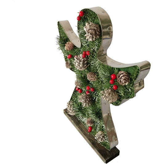 Fraser Hill Farm -  15-In. Tall Angel-Shaped Metal Frame with Pinecones and Berries, Festive Indoor Christmas Decoration