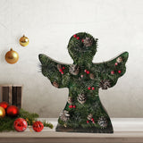 Fraser Hill Farm -  15-In. Tall Angel-Shaped Metal Frame with Pinecones and Berries, Festive Indoor Christmas Decoration