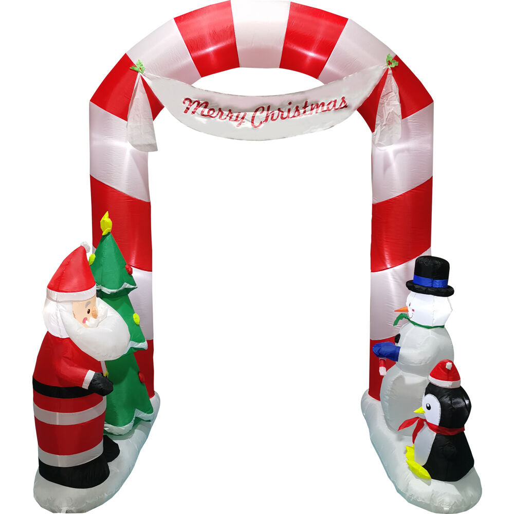 Fraser Hill Farm - 8-Ft. Tall Prelit Candy Cane Arch Inflatable