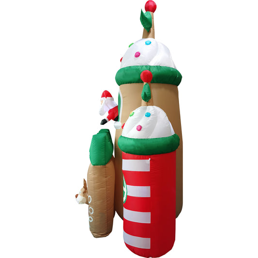 Fraser Hill Farm - 10-Ft. Tall Prelit Santa's Candy Castle Inflatable