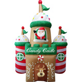 Fraser Hill Farm - 10-Ft. Tall Prelit Santa's Candy Castle Inflatable