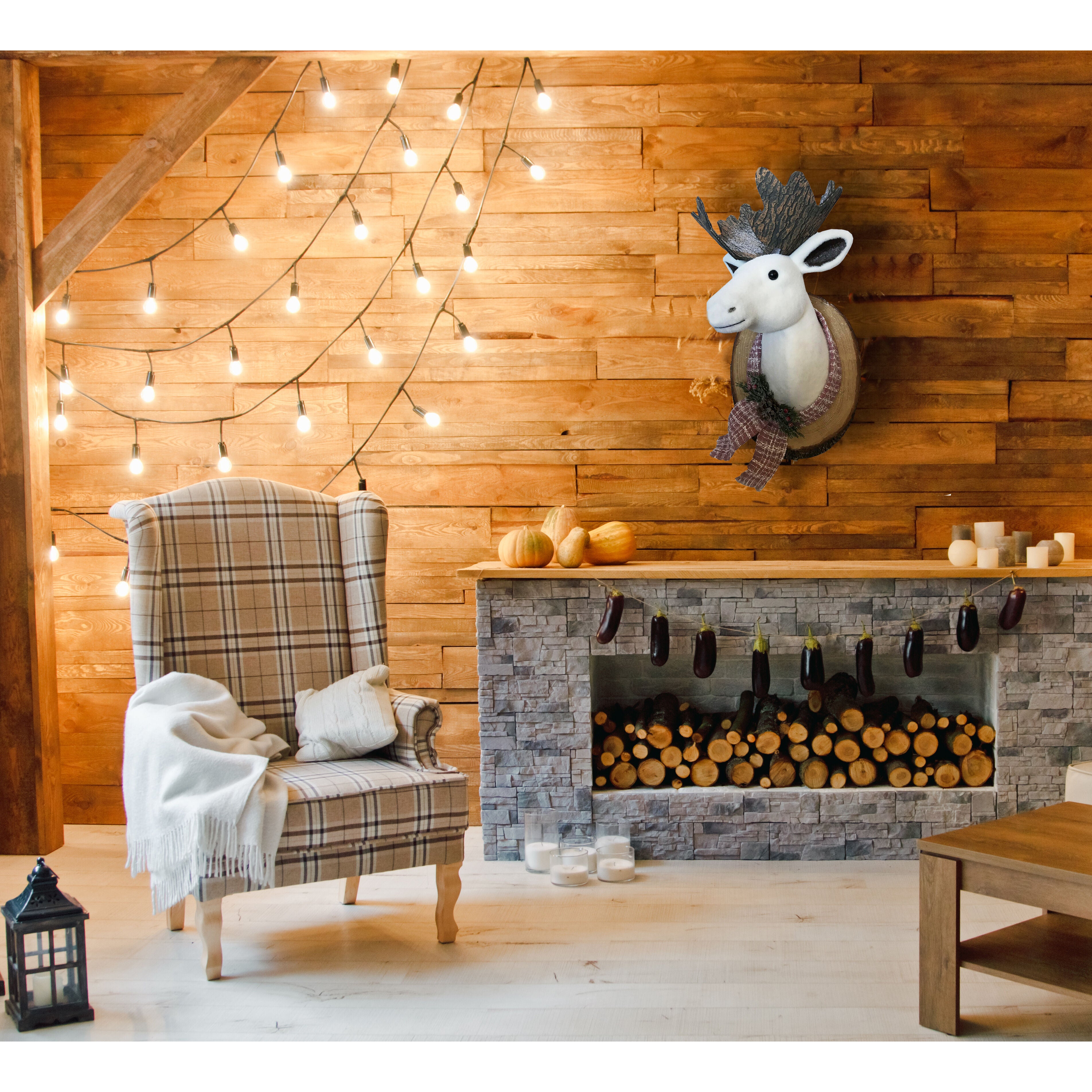 Fraser Hill Farm -  24-In. Wall Hanging - Mounted Moose/Elk, Festive Indoor Christmas Decoration