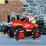 Fraser Hill Farm -  7-Ft. Wide Pre-Lit Inflatable Santa in Monster Truck
