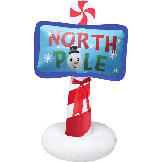 Fraser Hill Farm - 6-Ft. Tall Prelit North Pole Sign Inflatable